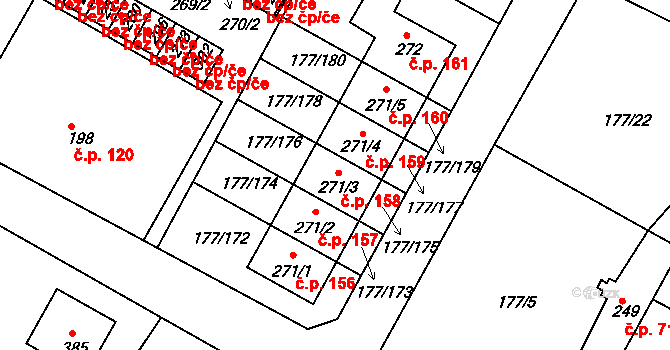 Chotějovice 158, Světec na parcele st. 271/3 v KÚ Chotějovice, Katastrální mapa