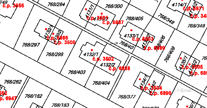 Zlín 6888 na parcele st. 4132/2 v KÚ Zlín, Katastrální mapa