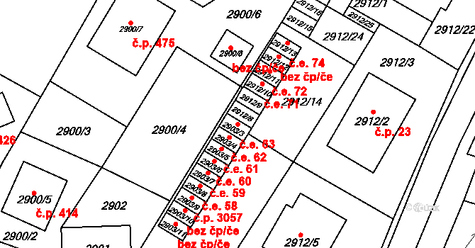 Nosálovice 63, Vyškov na parcele st. 2903/3 v KÚ Vyškov, Katastrální mapa