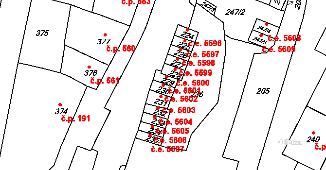 Kadaň 5602 na parcele st. 230 v KÚ Kadaň, Katastrální mapa