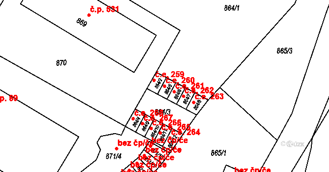 Předměstí 265, Litoměřice na parcele st. 864/11 v KÚ Litoměřice, Katastrální mapa