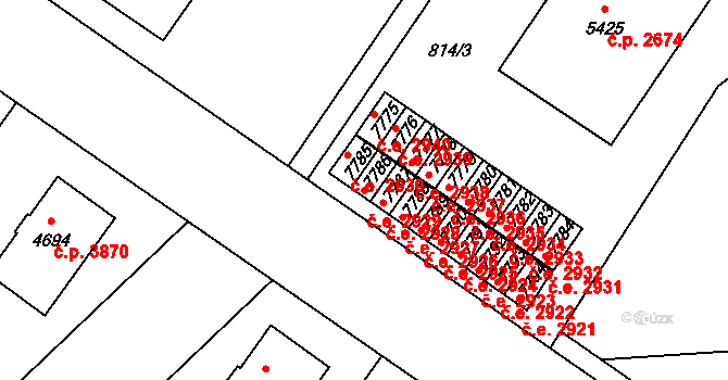 Zlín 2929 na parcele st. 7786 v KÚ Zlín, Katastrální mapa