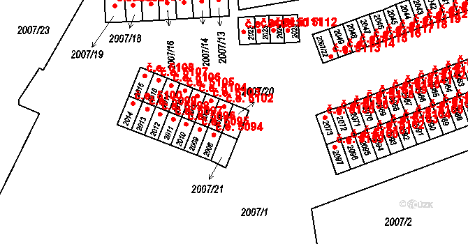 Kadaň 5101 na parcele st. 2007/20 v KÚ Kadaň, Katastrální mapa