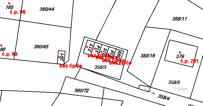 Prosetín 38044706 na parcele st. 314 v KÚ Prosetín u Hlinska, Katastrální mapa