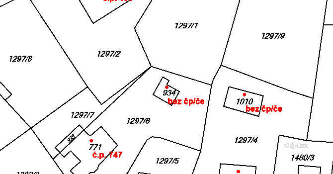 Bublava 43141706 na parcele st. 934 v KÚ Bublava, Katastrální mapa
