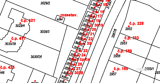 Nosálovice 22, Vyškov na parcele st. 3028/16 v KÚ Vyškov, Katastrální mapa