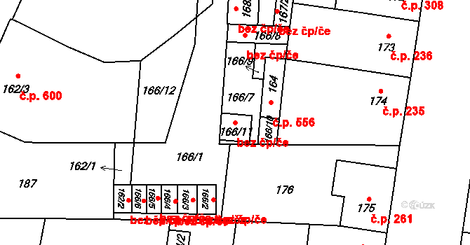 Hronov 48447706 na parcele st. 166/11 v KÚ Hronov, Katastrální mapa