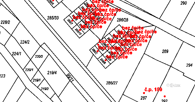 Bystřice pod Hostýnem 48748706 na parcele st. 286/2 v KÚ Rychlov u Bystřice pod Hostýnem, Katastrální mapa
