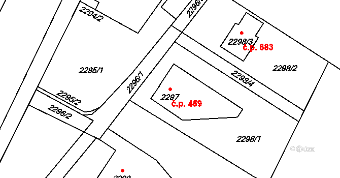Rapotín 459 na parcele st. 2297 v KÚ Rapotín, Katastrální mapa
