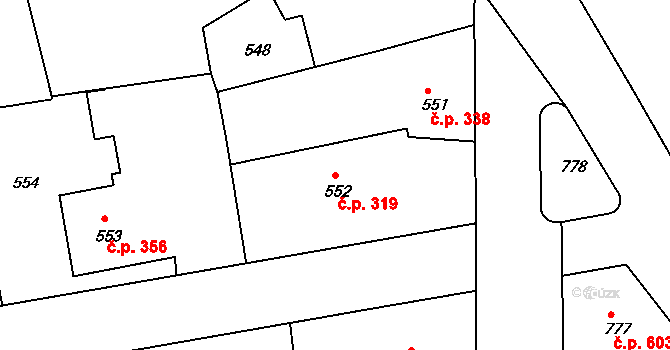 Česká Skalice 319 na parcele st. 552 v KÚ Česká Skalice, Katastrální mapa