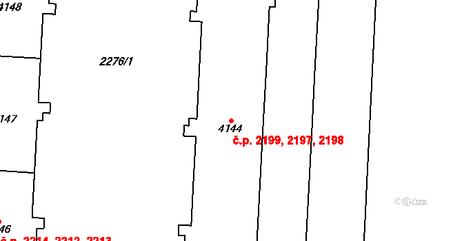 Zelené Předměstí 2197,2198,2199, Pardubice na parcele st. 4144 v KÚ Pardubice, Katastrální mapa