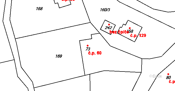 Vlčovice 60, Kopřivnice na parcele st. 73 v KÚ Vlčovice, Katastrální mapa