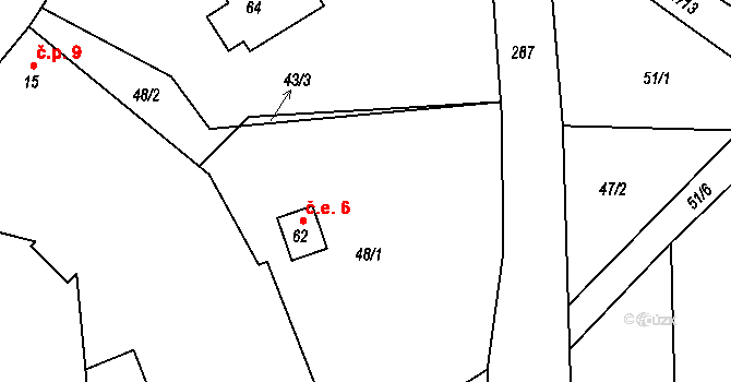 Chuchel 6, Jeřišno na parcele st. 62 v KÚ Chuchel, Katastrální mapa