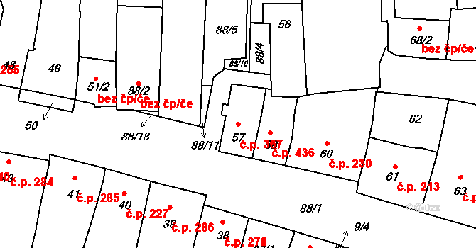 Velké Pavlovice 367 na parcele st. 57 v KÚ Velké Pavlovice, Katastrální mapa