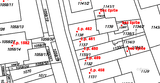 Holešov 461 na parcele st. 1137 v KÚ Holešov, Katastrální mapa