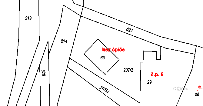 Borotín 119504707 na parcele st. 69 v KÚ Libenice u Tábora, Katastrální mapa
