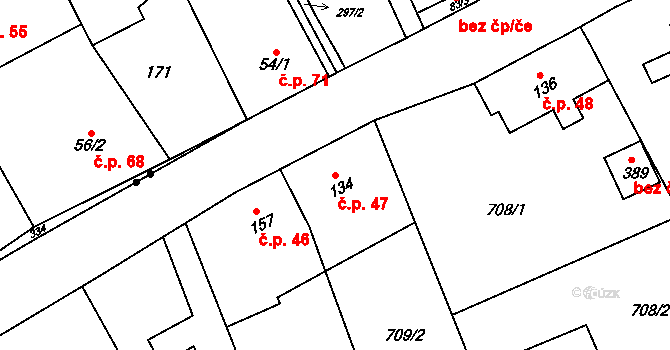 Havírna 47, Bohutín na parcele st. 134 v KÚ Bohutín, Katastrální mapa