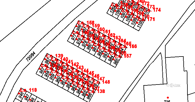 Osek 154 na parcele st. 982 v KÚ Osek u Duchcova, Katastrální mapa