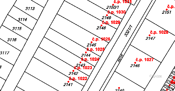 Mikulov 1026 na parcele st. 2145 v KÚ Mikulov na Moravě, Katastrální mapa