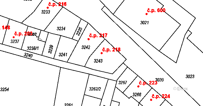 Mimoň I 218, Mimoň na parcele st. 3243 v KÚ Mimoň, Katastrální mapa
