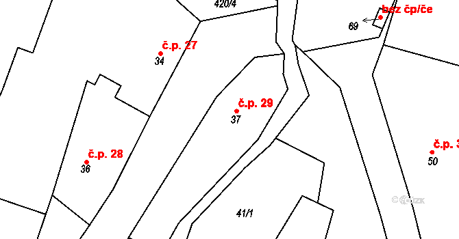 Labouň 29, Jičíněves na parcele st. 37 v KÚ Labouň, Katastrální mapa