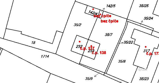Vitín 137 na parcele st. 232 v KÚ Vitín, Katastrální mapa