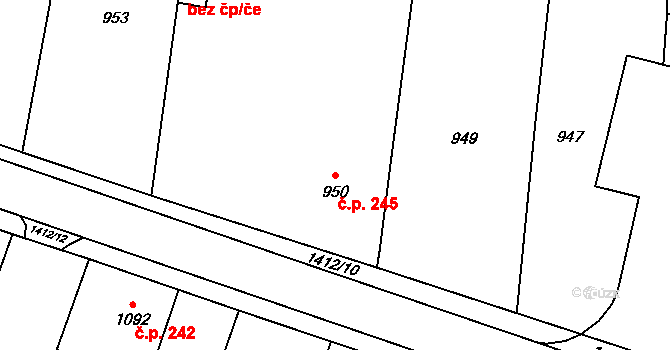 Starý Bohumín 245, Bohumín na parcele st. 950 v KÚ Starý Bohumín, Katastrální mapa