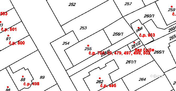 Stránice 59,479,497,499,502,7, Brno na parcele st. 252 v KÚ Stránice, Katastrální mapa