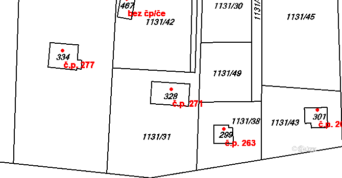 Cínovec 271, Dubí na parcele st. 328 v KÚ Cínovec, Katastrální mapa