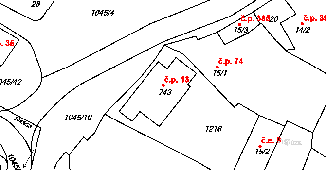 Staňkov II 13, Staňkov na parcele st. 743 v KÚ Staňkov-ves, Katastrální mapa