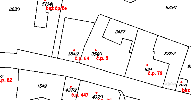 Kryblice 2, Trutnov na parcele st. 354/1 v KÚ Trutnov, Katastrální mapa