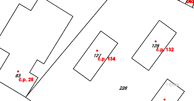 Žireč 134, Dvůr Králové nad Labem na parcele st. 127 v KÚ Žireč Městys, Katastrální mapa