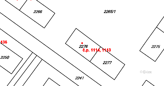Jirkov 1113,1114 na parcele st. 2276 v KÚ Jirkov, Katastrální mapa