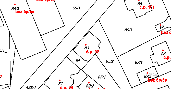 Liberec IX-Janův Důl 92, Liberec na parcele st. 83 v KÚ Janův Důl u Liberce, Katastrální mapa