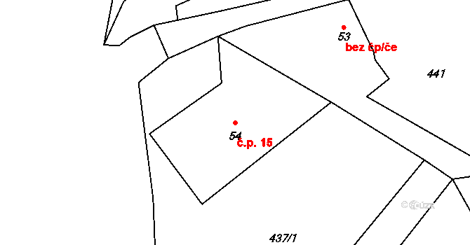Strážkovice 15, Malé Svatoňovice na parcele st. 54 v KÚ Strážkovice v Podkrkonoší, Katastrální mapa