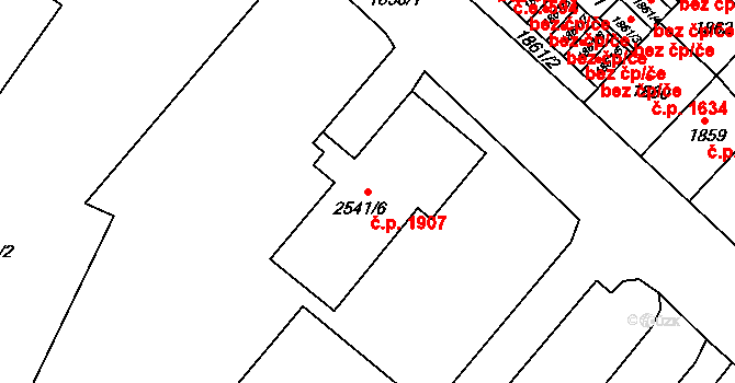 Předměstí 1907, Litoměřice na parcele st. 2541/6 v KÚ Litoměřice, Katastrální mapa