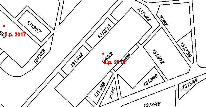 Předměstí 2018, Litoměřice na parcele st. 1960/2 v KÚ Litoměřice, Katastrální mapa