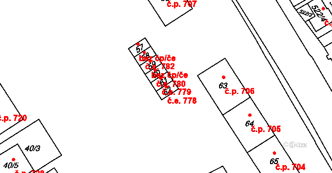 Kopřivnice 778 na parcele st. 62 v KÚ Kopřivnice, Katastrální mapa