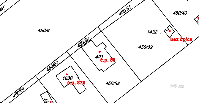 Heřmanice 50, Ostrava na parcele st. 491 v KÚ Heřmanice, Katastrální mapa