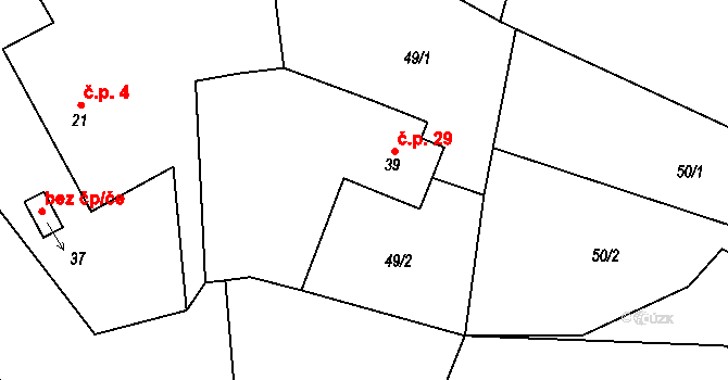 Klisinec 29, Hrazany na parcele st. 39 v KÚ Klisinec, Katastrální mapa