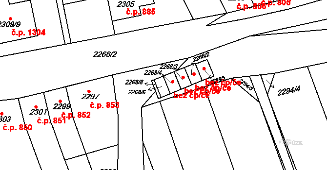 Slavíkovice 268, Rousínov na parcele st. 2268/6 v KÚ Rousínov u Vyškova, Katastrální mapa