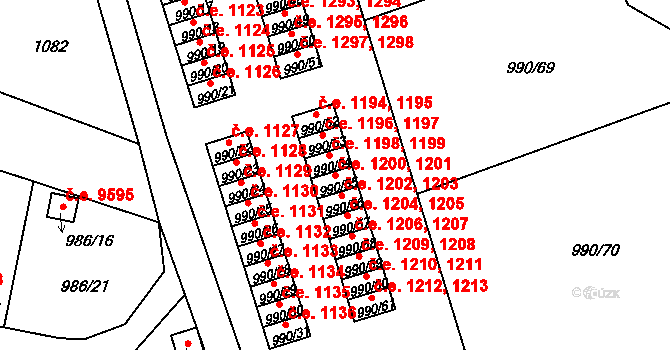 Děčín III-Staré Město 1200,1201, Děčín na parcele st. 990/55 v KÚ Děčín-Staré Město, Katastrální mapa