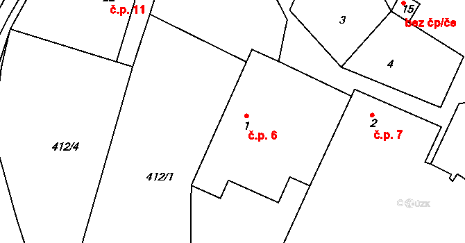 Maňová 6, Pernštejnské Jestřabí na parcele st. 1 v KÚ Maňová, Katastrální mapa