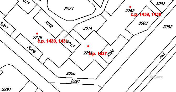 Kateřinky 1437, Opava na parcele st. 2251 v KÚ Kateřinky u Opavy, Katastrální mapa