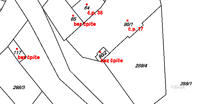 Sušice 45134707 na parcele st. 90/2 v KÚ Dolní Staňkov, Katastrální mapa