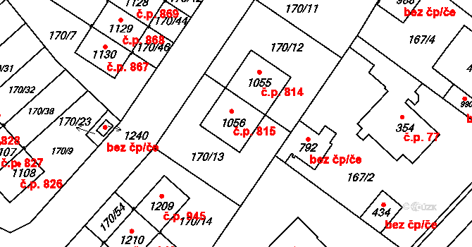 Líbeznice 815 na parcele st. 1056 v KÚ Líbeznice, Katastrální mapa