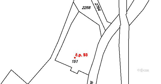 Horní Lipka 93, Králíky na parcele st. 151 v KÚ Horní Lipka, Katastrální mapa