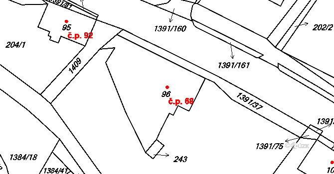 Horní Libchavy 68, Libchavy na parcele st. 96 v KÚ Horní Libchavy, Katastrální mapa