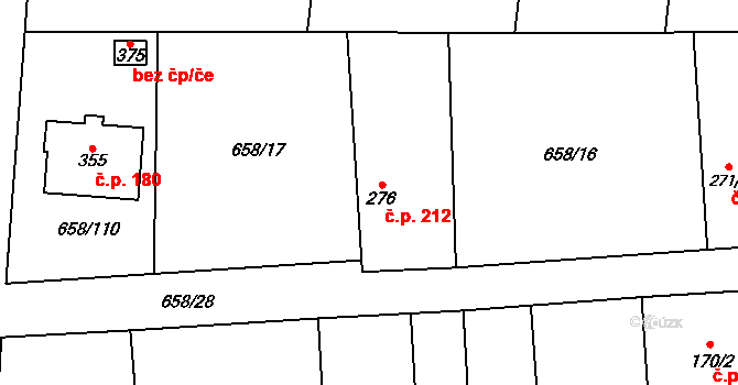 Řepín 212 na parcele st. 276 v KÚ Řepín, Katastrální mapa