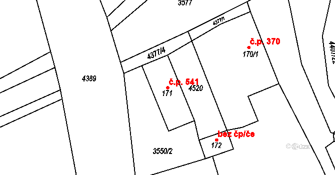 Heřmanovice 541 na parcele st. 171 v KÚ Heřmanovice, Katastrální mapa